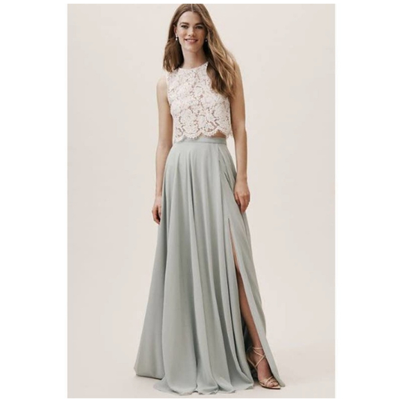 BHLDN Dresses & Skirts - Anthropologie BHLDN Green Chateau Chiffon Maxi Skirt Size XL